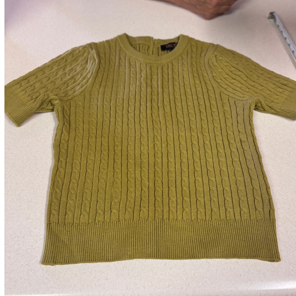 Truth by Republic Womens Cable Knit Short Sleeve Sweater Pear Green Size M - Picture 1 of 8